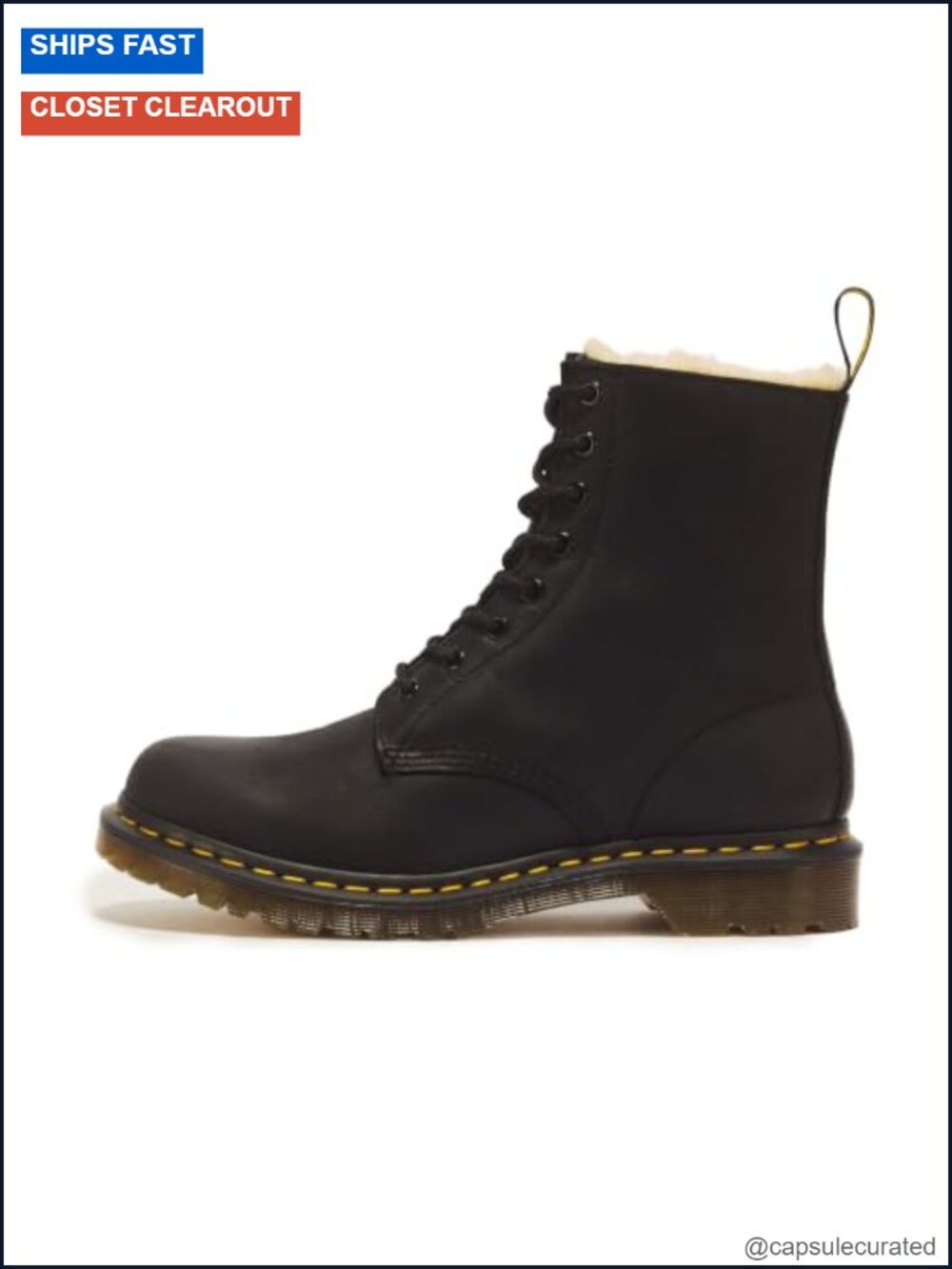 Faux Fur Lined Mid-Calf Lace Up Leather Boots